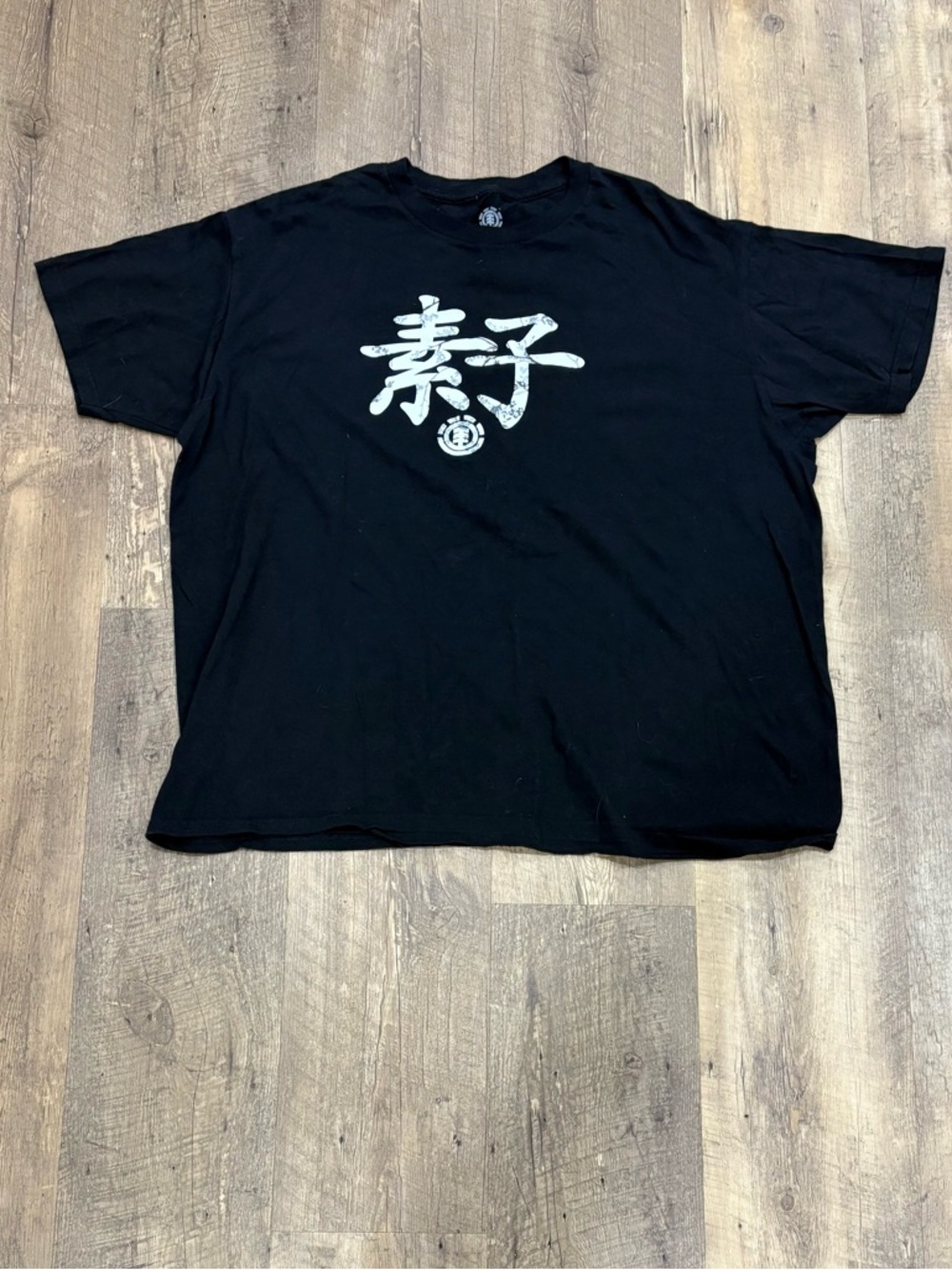Element Black T-Shirt with White Kanji Graphic
